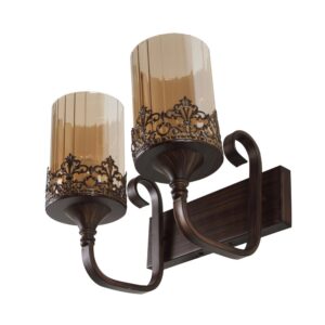 LEARC Designer Lighting Wrought Iron Rustic Finish Wall Light CW390-2