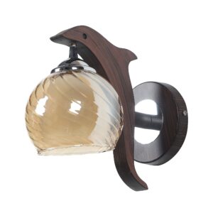 LEARC Designer Lighting Contemporary Glass Metal Wood Wall Light WL2411