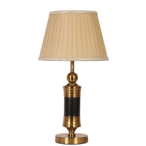 LEARC gold bronze and black finish table lamp with light brown shade TL5018-F