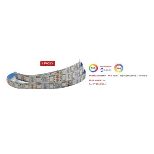 Ultra Premium 5050 24V 60 LED per meter strip 72 watt 10 mm RGB 5 meter roll without driver MEM205