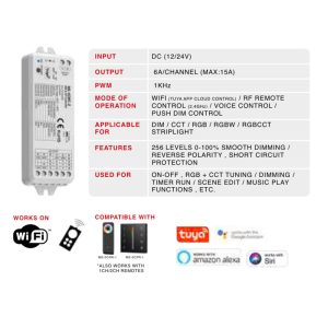 RF and WiFi controller for 5 channel for DIM / CCT / RGB / RGBW / RGBCCT STRIPLIGHT MEM234